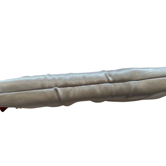 Jessico McClintock Silver Satin Clutch, Evening Clutch, Drop Chain, Clasp - Picture 7 of 11